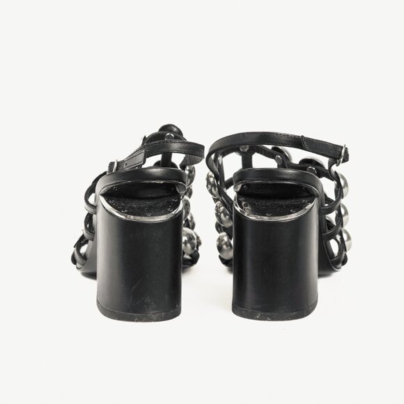 Alexander Wang Nadia Black Leather Studded-Cage Sandals - Picture 3 of 9